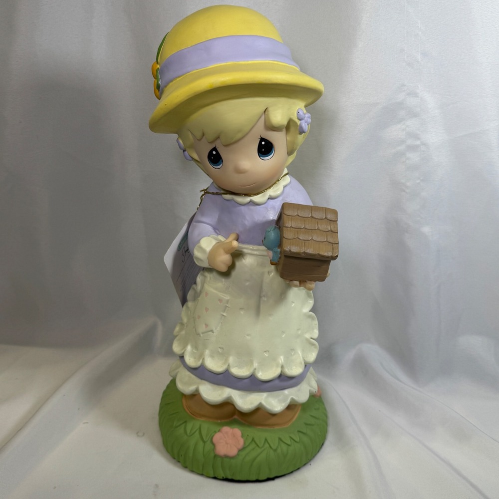 Precious Moments Girl with Bird House Garden Statue 15.5in PM-GBRDH-W 2005